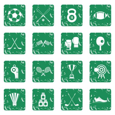 Grunge spor ekipmanları Icons set