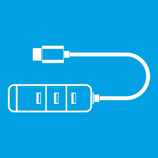 Connettori adattatore USB icona bianca — Vettoriale Stock