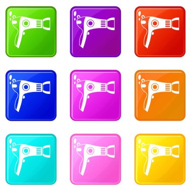 9 saç kurutma makinesi Icons set