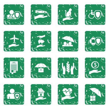 Grunge sigorta Icons set