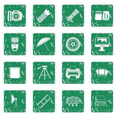 Grunge fotoğraf stüdyosu Icons set