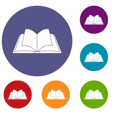 Icons set çırpınan sayfaları ile açık kitap