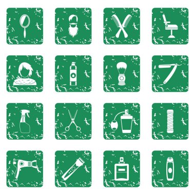 Grunge kuaförlük Icons set
