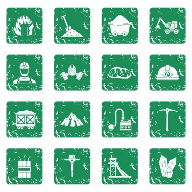 Grunge madenci Icons set