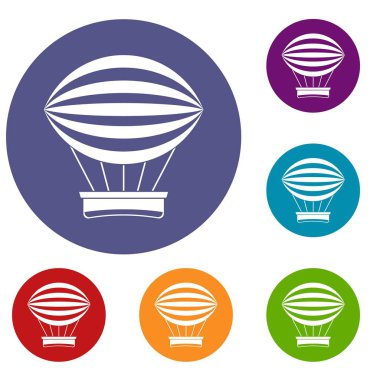 Çizgili retro sıcak hava balon Icons set