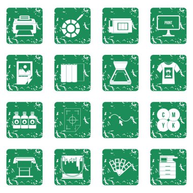 Grunge yazdırma Icons set