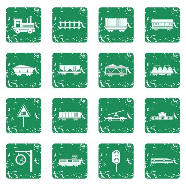 Grunge demiryolu Icons set