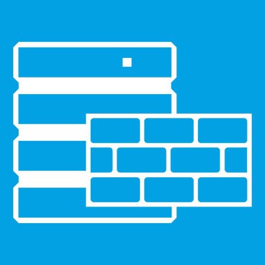 Veritabanı ve tuğla duvar simgesi beyaz