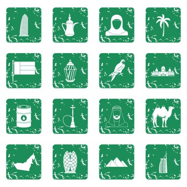 Grunge BAE seyahat Icons set