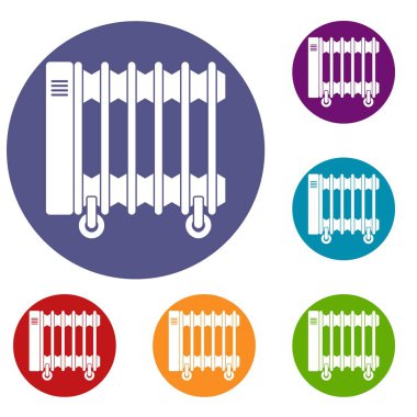 Petrol elektrikli ısıtıcı üzerinde tekerlekler Icons set