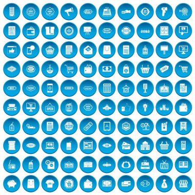 100 satış simgeleri mavi ayarla