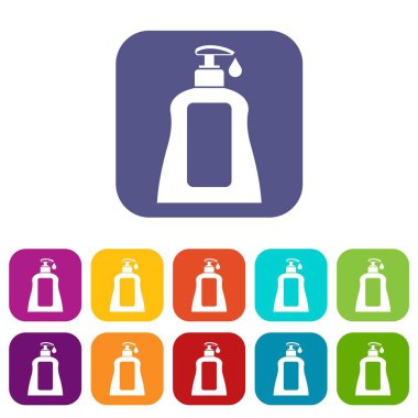 Vücut bakım losyonu Icons set
