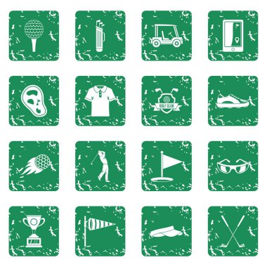 Grunge Golf öğeleri Icons set
