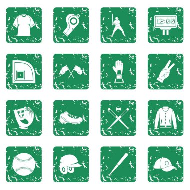 Grunge beyzbol Icons set