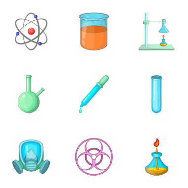 Kimyasal laboratuvar donatım Icons set