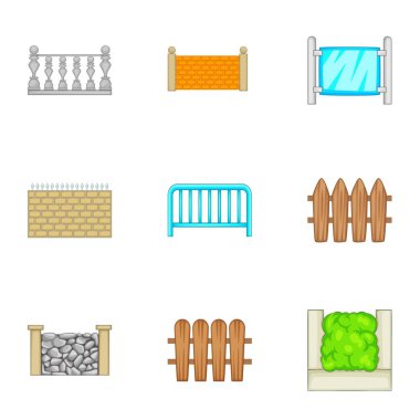 Çit Icons set, karikatür tarzı bölümlerini