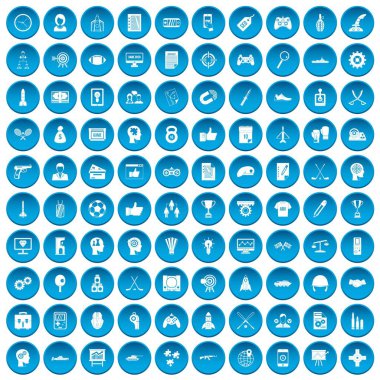 100 strateji simgeleri mavi ayarla