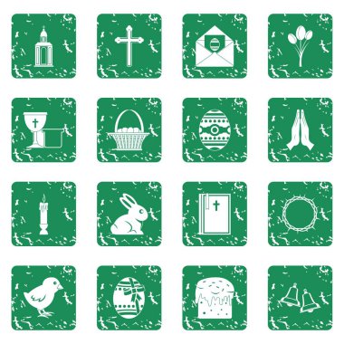 Grunge Paskalya öğeleri Icons set