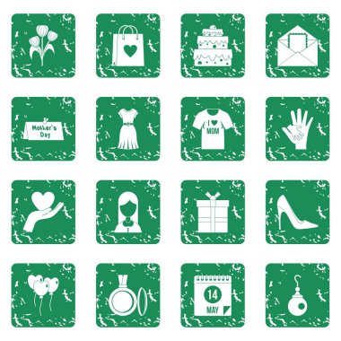 Grunge anneler günü Icons set