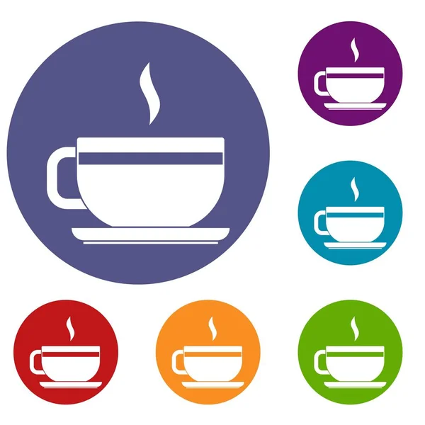Conjunto de ícones de xícara e pires de chá — Vetor de Stock