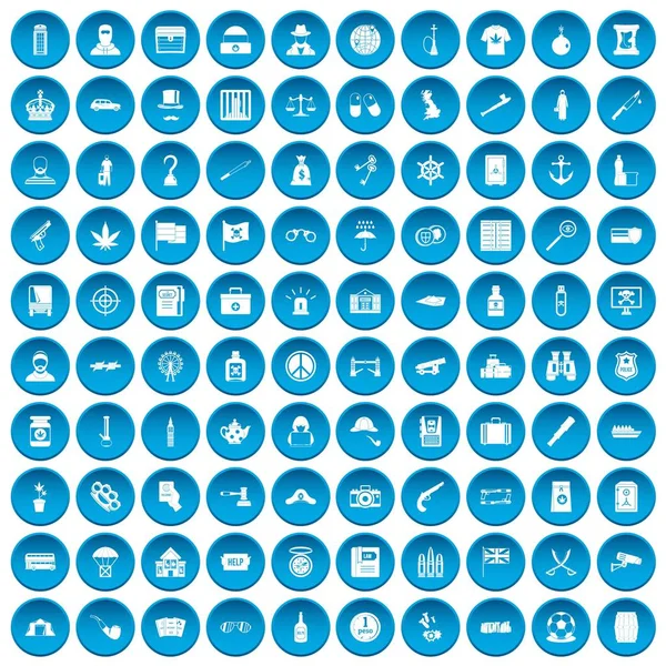 100 icônes offensantes en bleu — Image vectorielle