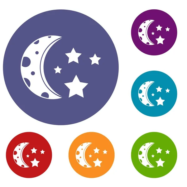 Starry night icons set — Stock Vector