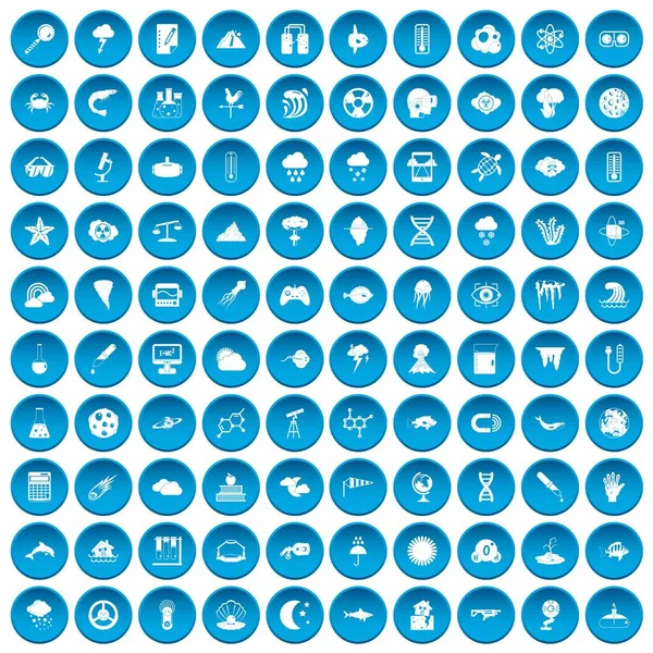 100 badań ikony zestaw niebieski — Wektor stockowy