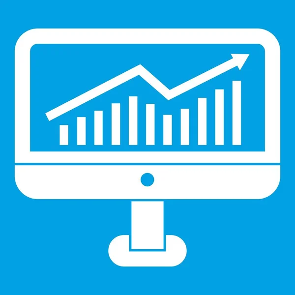 Gráfico de crecimiento en el icono del monitor del ordenador blanco — Vector de stock