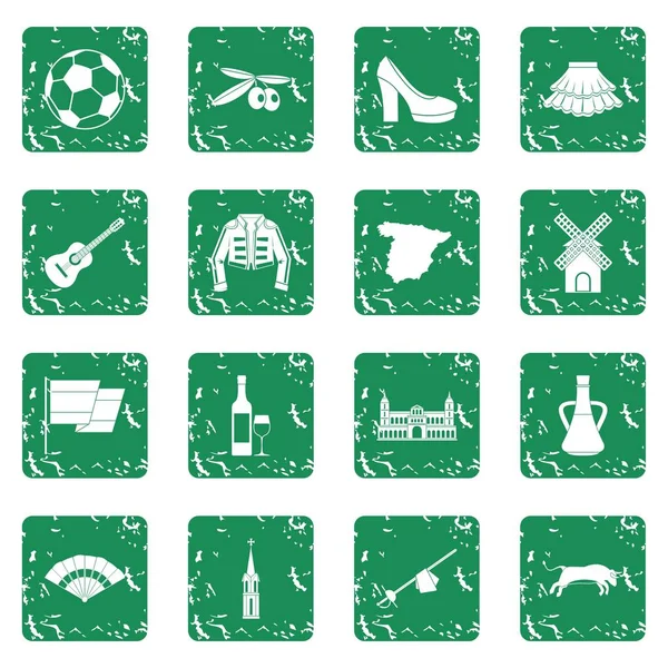 Grunge İspanya seyahat Icons set