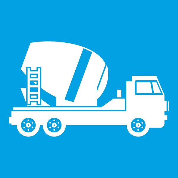 Concrete mixer camion icona bianca — Vettoriale Stock