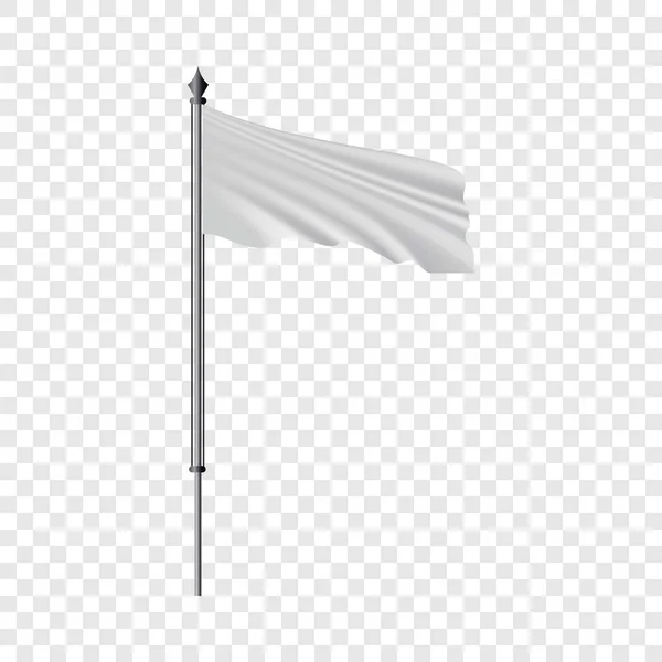 Weiße Flagge am Fahnenmast weht im Wind-Attrappen — Stockvektor