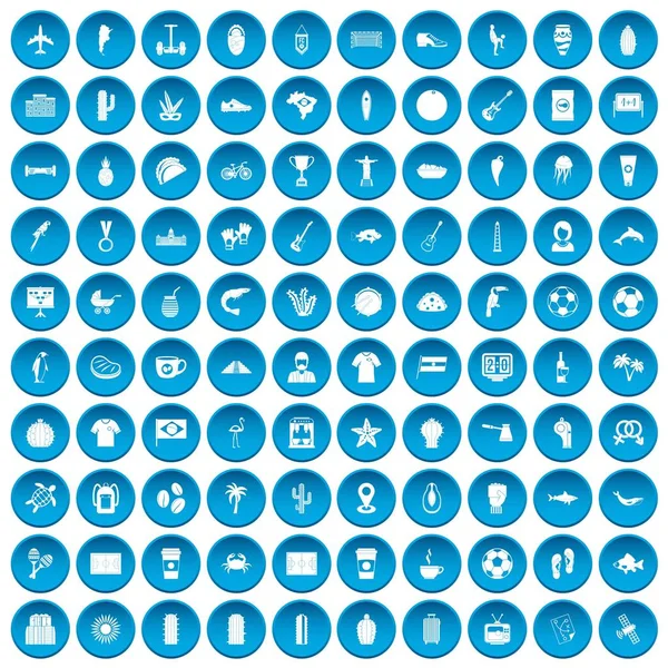 100 ikon Ameryki Południowej, kolor niebieski — Wektor stockowy