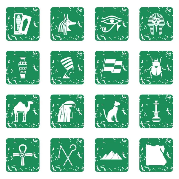 Grunge Mısır seyahat öğeler Icons set