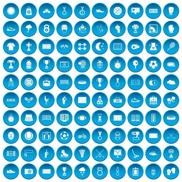 100 iconos del estadio conjunto azul — Vector de stock