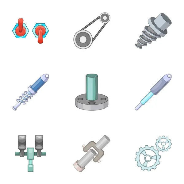Mechanical and electrical parts icons set — Stock Vector