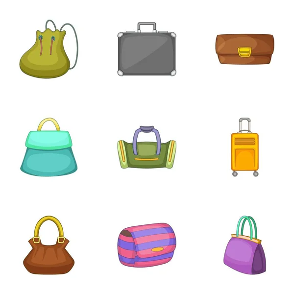 Minden alkalommal ikonok beállítása, rajzfilm stílusú táskák — Stock Vector