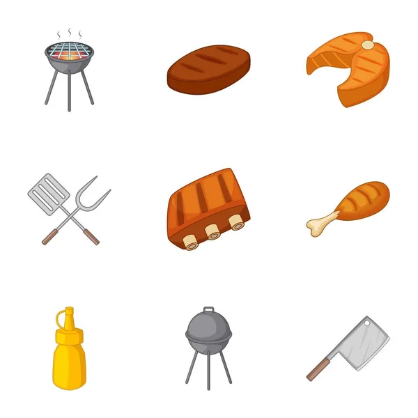 Set di icone per grigliate, stile cartone animato — Vettoriale Stock