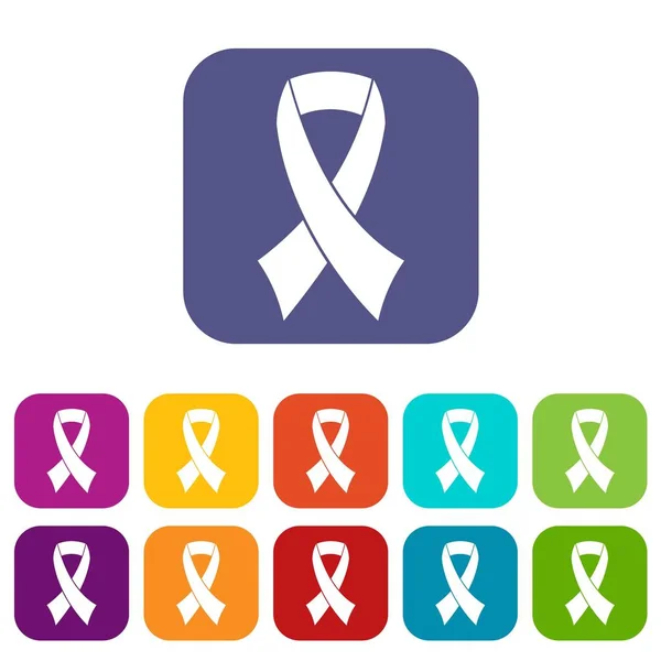Breast cancer awareness ribbon ikoner set — Stock vektor