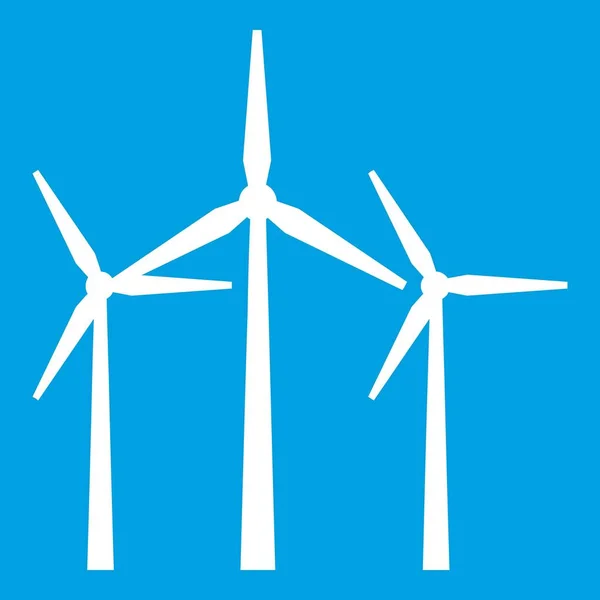 Turbinas eólicas ícone branco — Vetor de Stock
