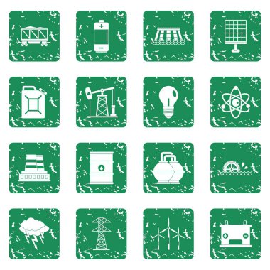 Grunge enerji kaynakları öğeleri Icons set