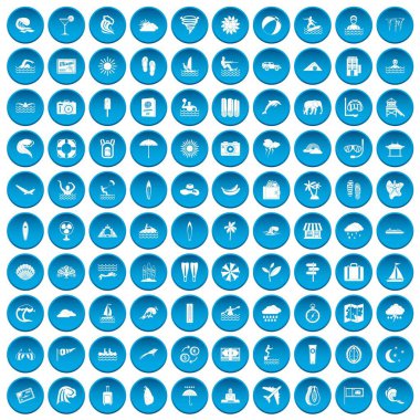 100 sörf simgeleri mavi ayarla