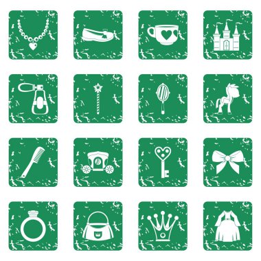 Bebek Prenses öğeleri simgeler kümesi grunge