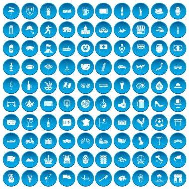 100 turistik cazibe merkezlerine simgeleri mavi ayarla