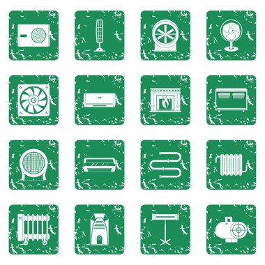 Isıtma soğutma hava simgeleri grunge ayarla