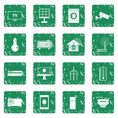 Grunge akıllı ev Icons set