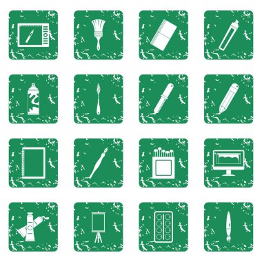 Tasarım ve çizim araçları simgeler grunge ayarla