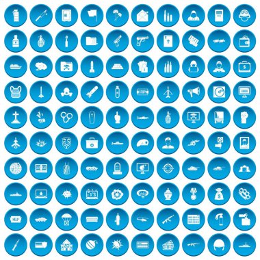 100 savaş simgeleri mavi ayarla