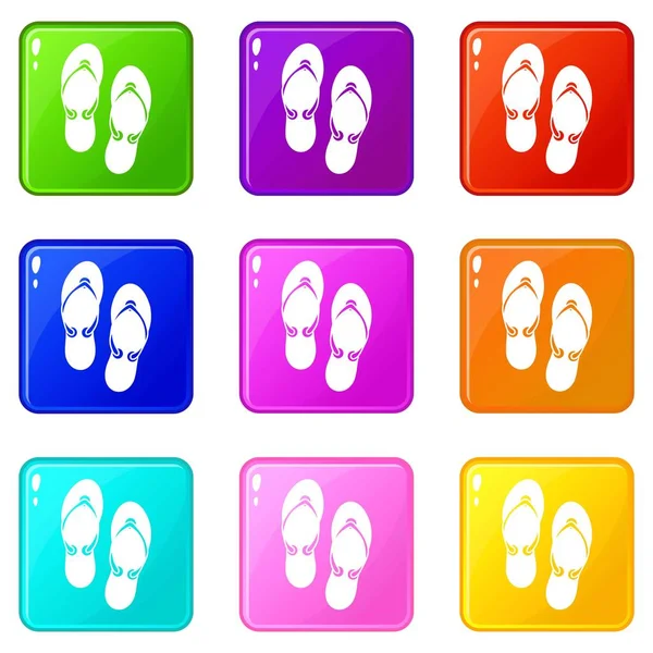 Flip flop sandálias conjunto 9 —  Vetores de Stock