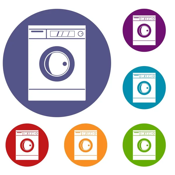 Çamaşır makinesi Icons set — Stok Vektör