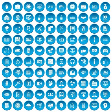 100 web geliştirme simgeleri mavi ayarla